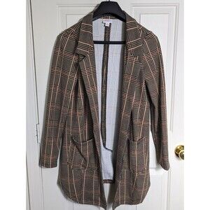 LULAROE Multicolored Houndstooth Plaid Open Front Long Blazer Size Small